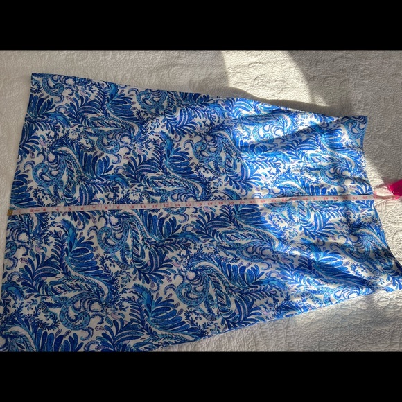 RARE Lilly Pulitzer GRETNA 16 LINEN Skirt Set BAHA BLUE BIRD IS THE WORD NWT - Picture 9 of 15